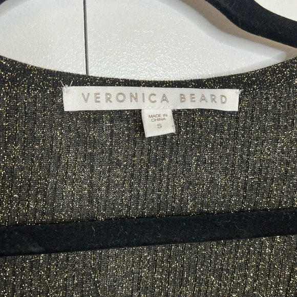 Veronica Beard - Esmeralda Ribbed Black and Gold sparkle knit long sleeve - Picture 2 of 9